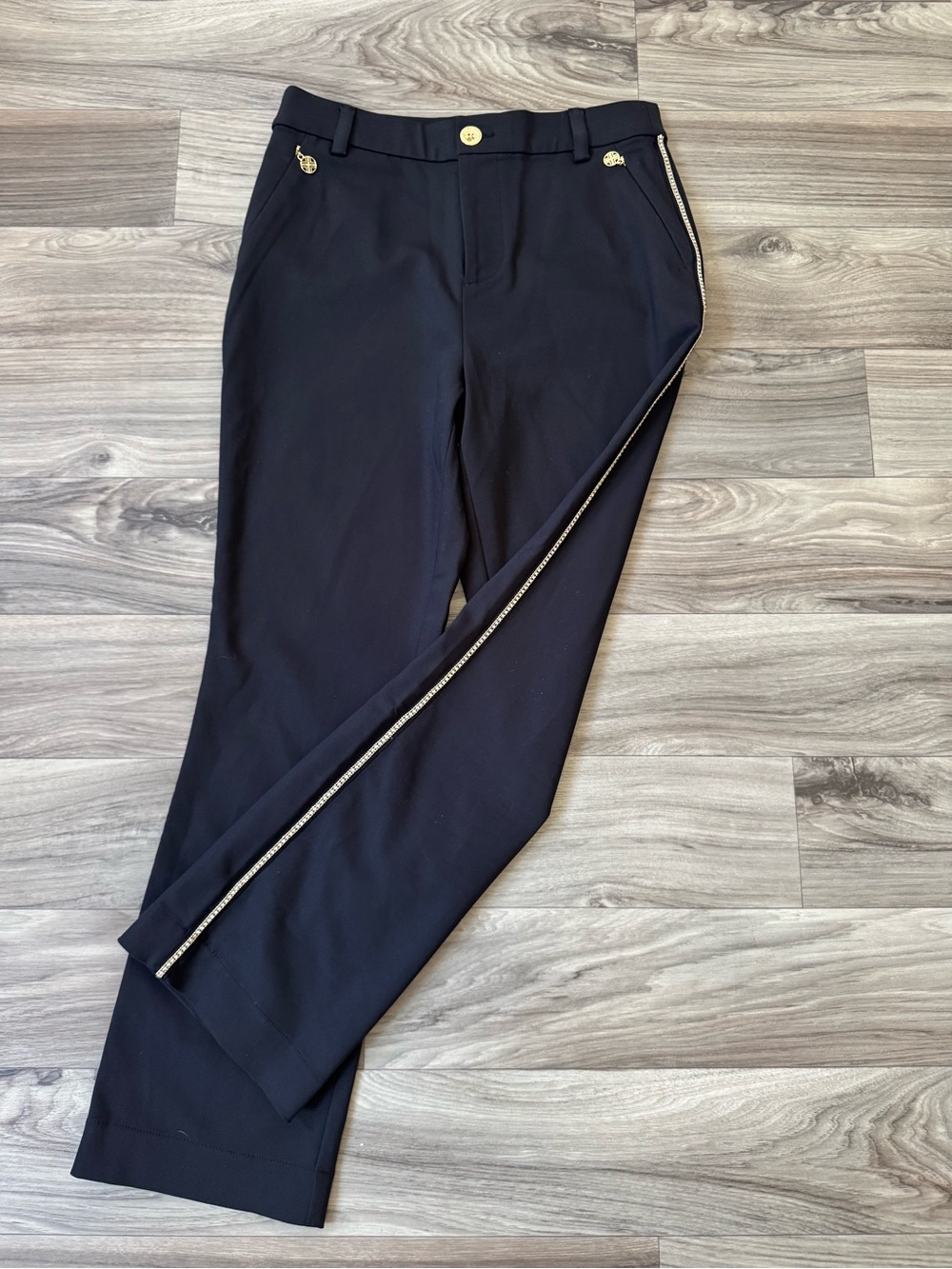 Lilly Pulitzer 28" Ana Embellished High Rise Crop Flare Pant in Black Size 6